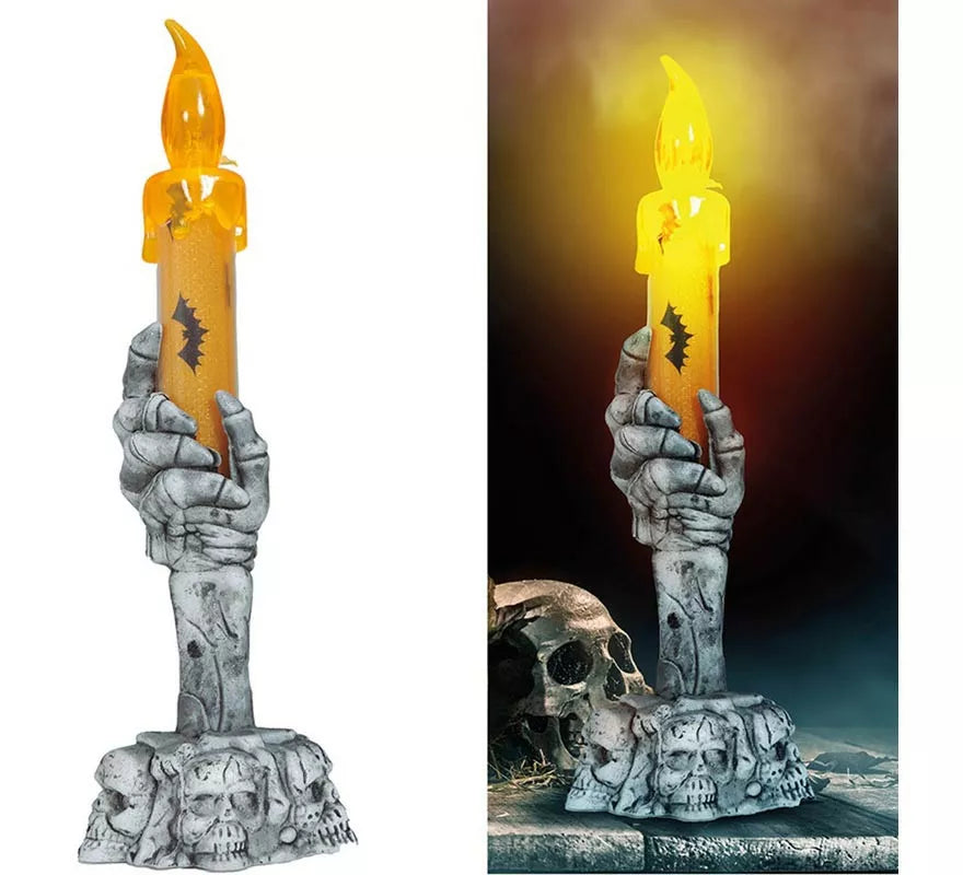 Translation missing: pt-PT.Portavelas Calavera con Vela Led de 15 cm