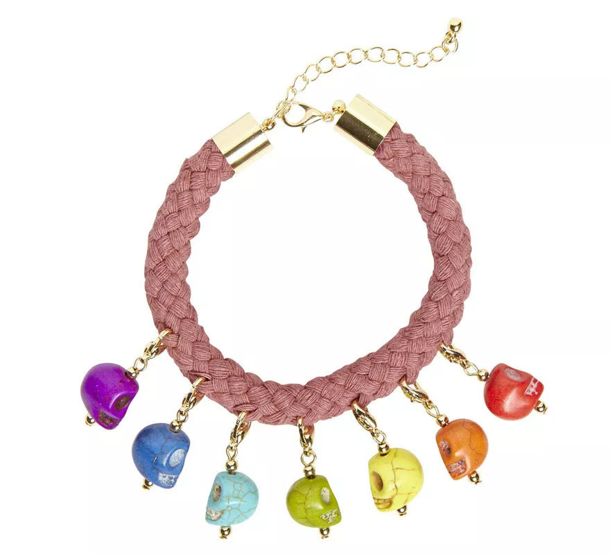 Translation missing: pt-PT.Pulsera de Cuerda con 7 Calaveras de Colores