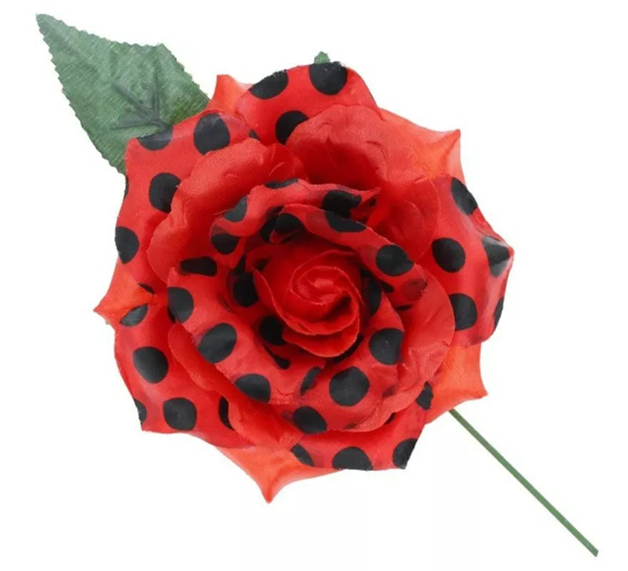 Translation missing: pt-PT.Rosa Sevillana con Lunares Negros y Varilla 15 cm en varios colores