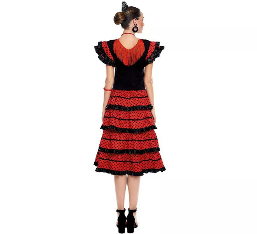 Translation missing: pt-PT.Sevillana rojo con borde negro para mujer