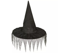Chapéu de bruxa com pontas de tecido