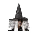 Sombrero de Bruja Negro con Velo de 41x34 cm