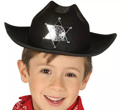 Chapéu de feltro Sheriff criança preto