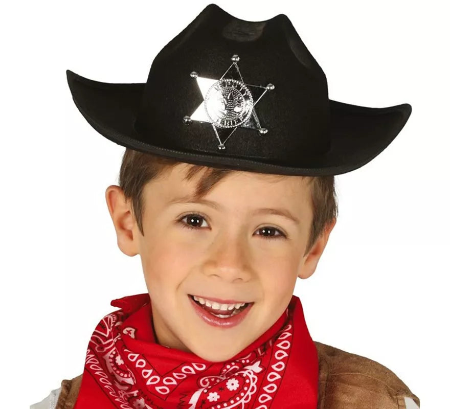 Translation missing: pt-PT.Sombrero de fieltro Sheriff infantil negro