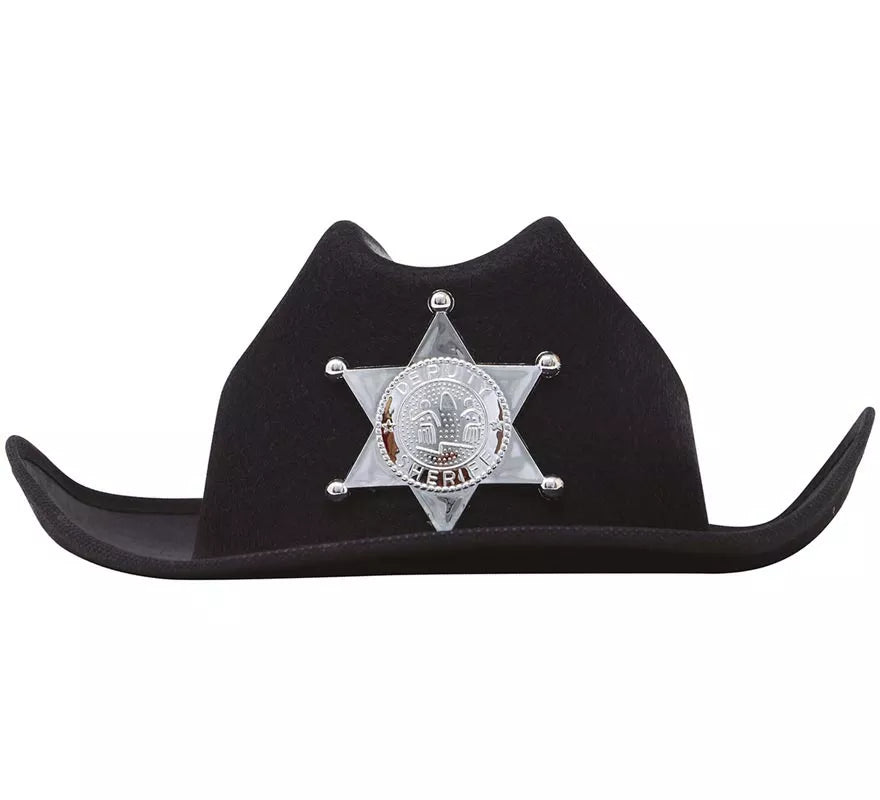 Translation missing: pt-PT.Sombrero de fieltro Sheriff infantil negro