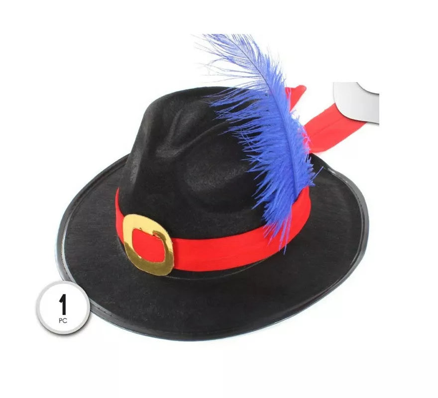 Translation missing: pt-PT.Sombrero de Mosquetero con pluma azul infantil