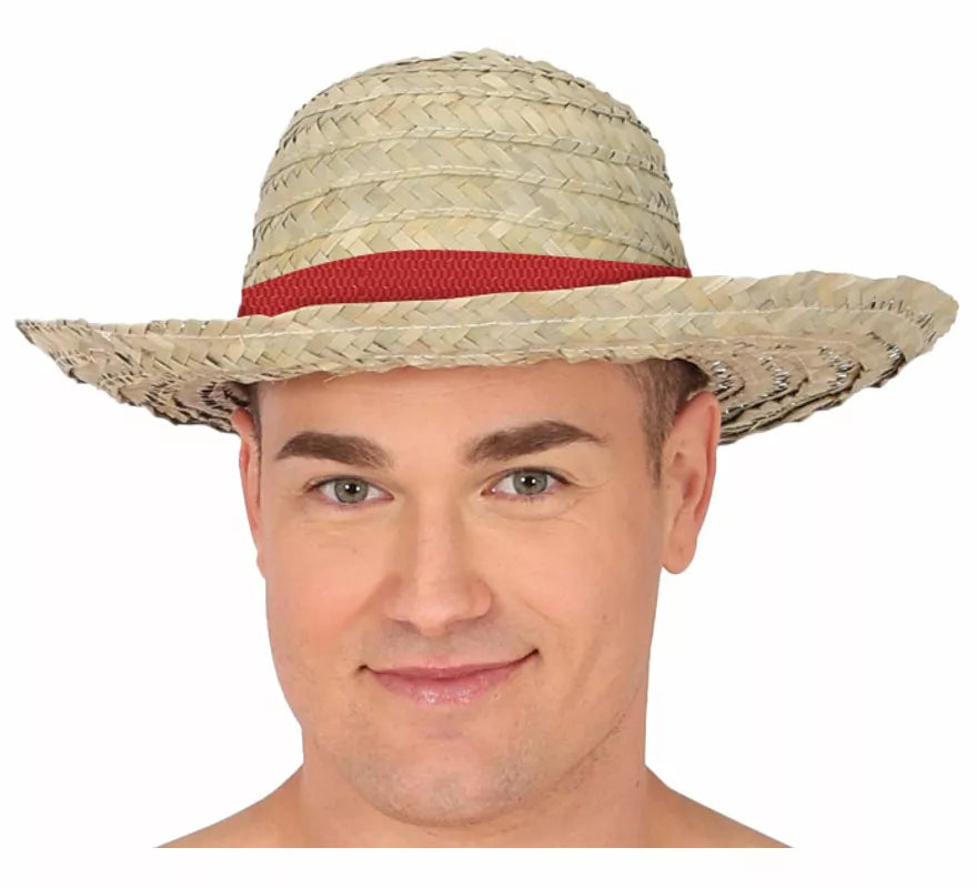 Translation missing: pt-PT.Sombrero de Paja con cinta roja adulto
