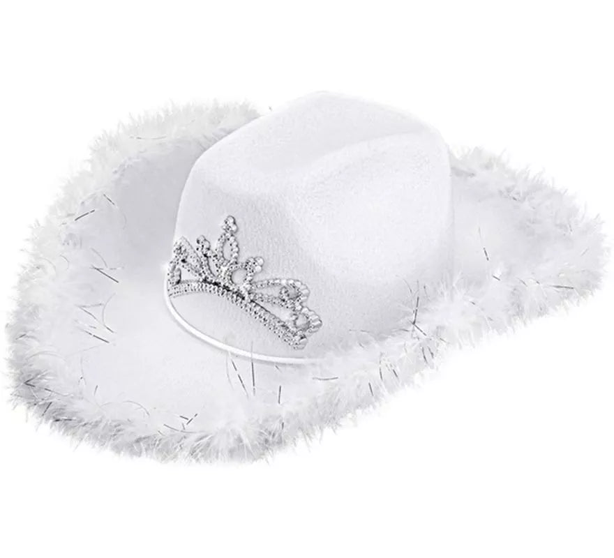Translation missing: pt-PT.Sombrero de Vaquera con Tiara y Borde de Plumas en varios colores