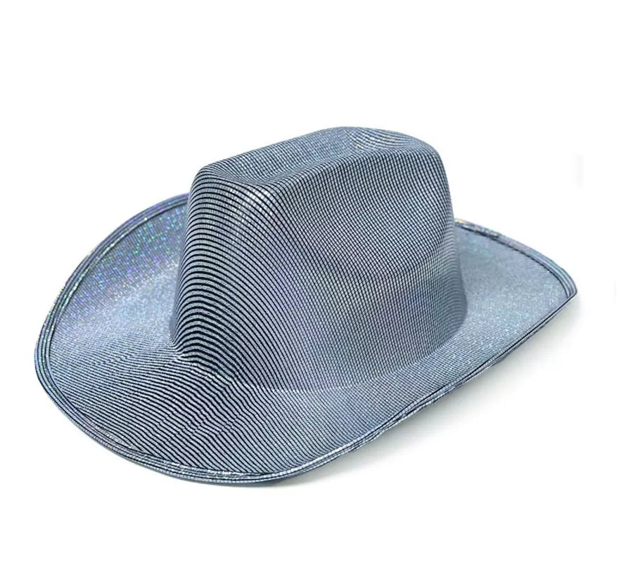 Translation missing: pt-PT.Sombrero de Vaquero Holo plateado adulto