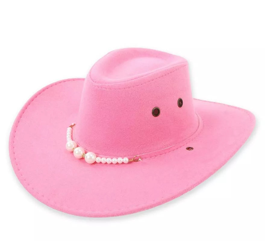 Translation missing: pt-PT.Sombrero de Vaquero rosa con Abalorios adulto