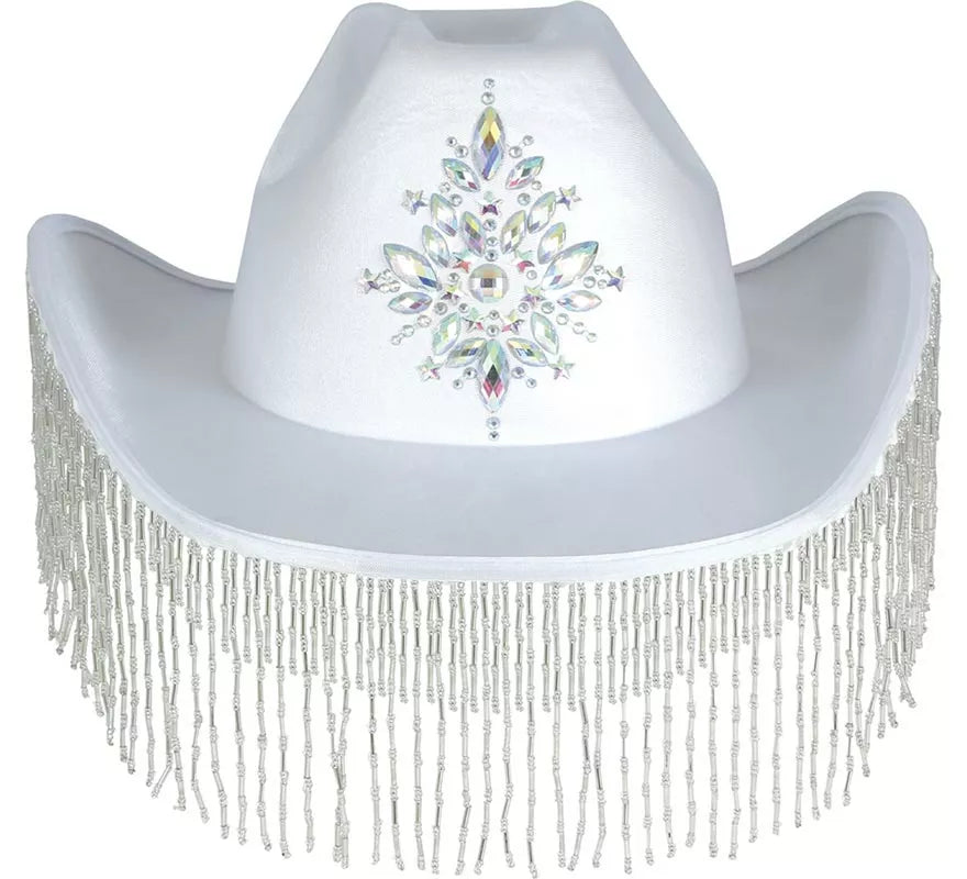 Translation missing: pt-PT.Sombrero Vaquero blanco con Flecos para adultos