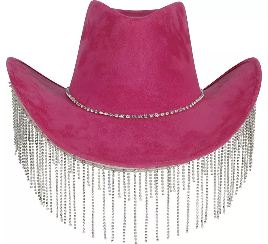 Translation missing: pt-PT.Sombrero Vaquero rosa con Flecos adultos