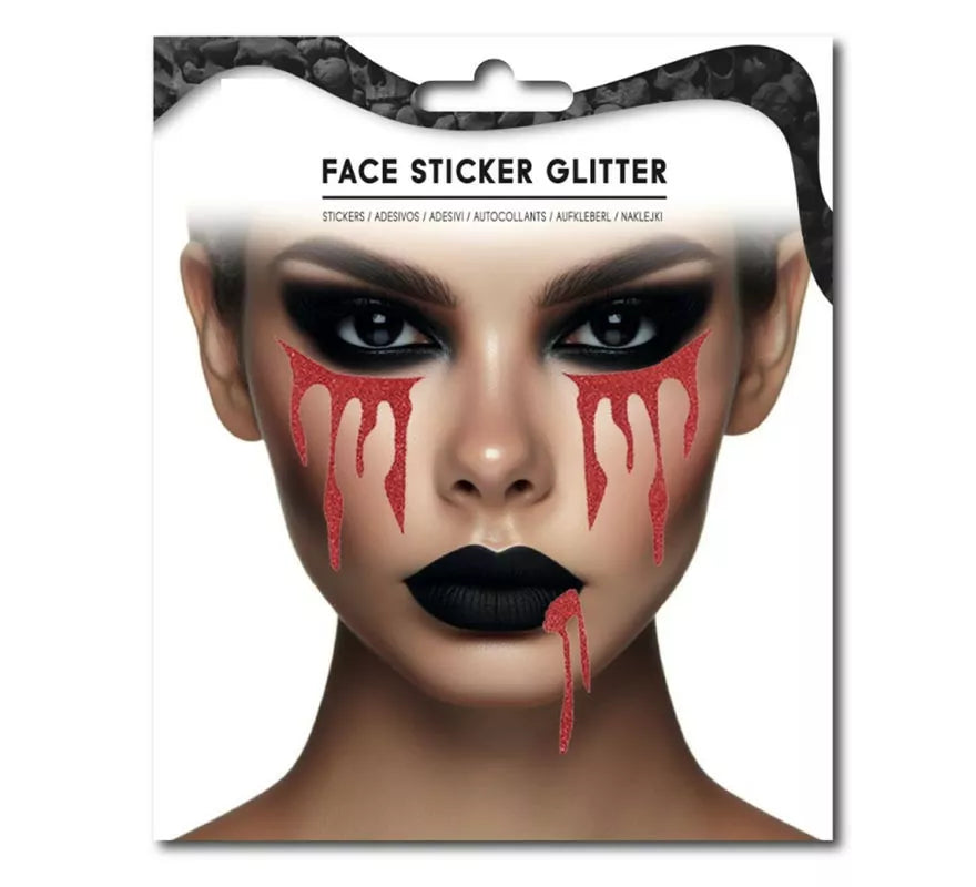 Translation missing: pt-PT.Sticker Facial de lágrimas de sangre falsa halloween brillante