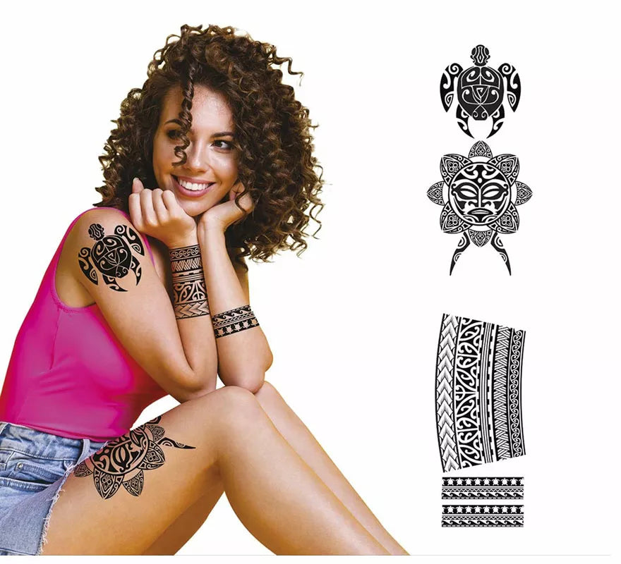 Translation missing: pt-PT.Tattoos Negro de Tortuga y Flores