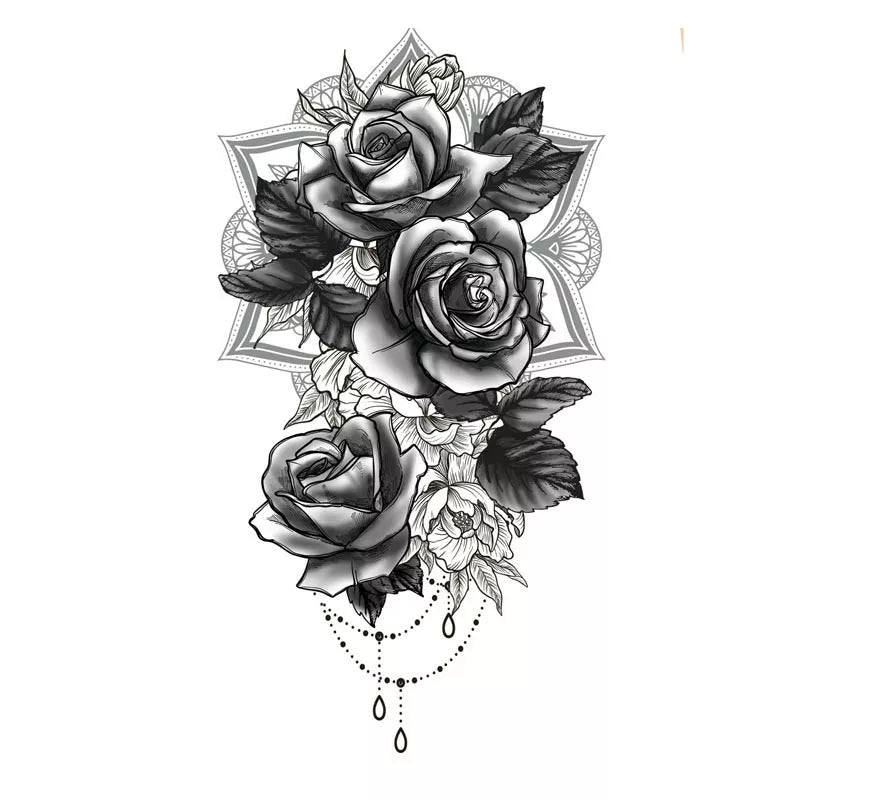 Translation missing: pt-PT.Tatuaje de Rosas blanco y negro