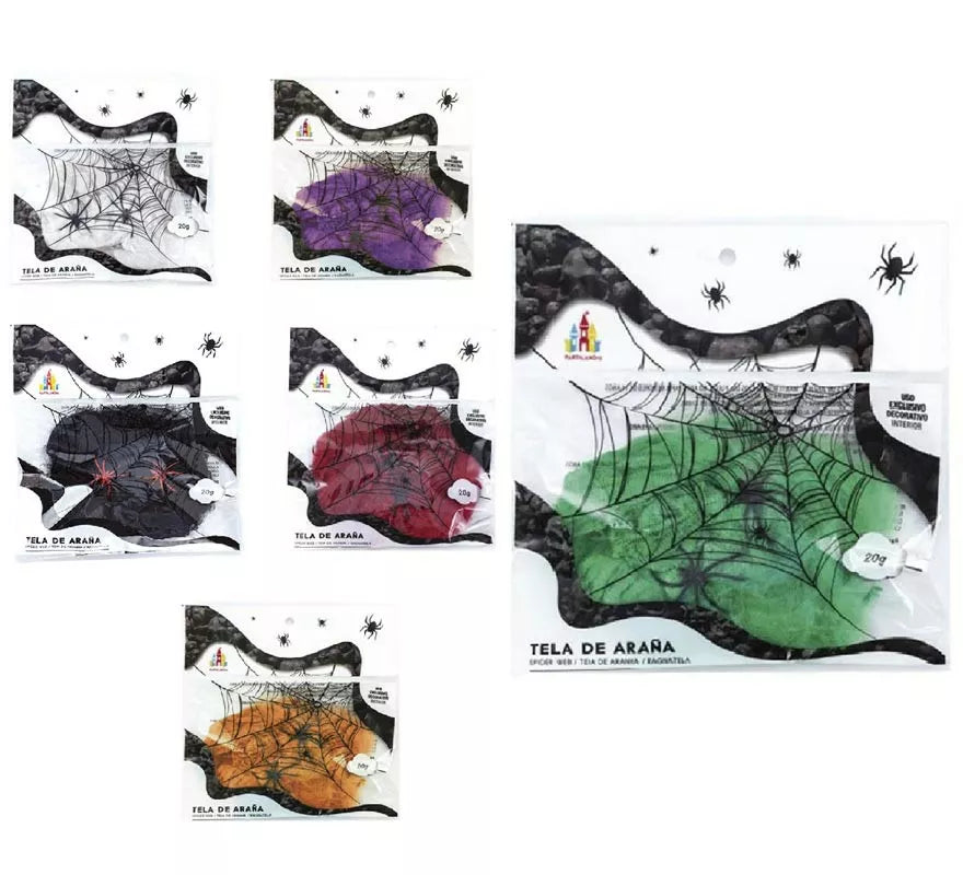 Telaraña con arañas de 20 g en varios colores