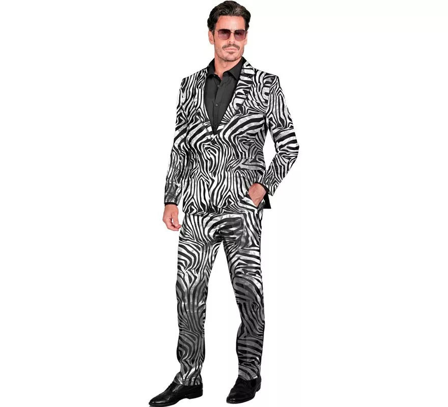 Translation missing: pt-PT.Traje Divertido de Fiesta animal print plateado para hombre