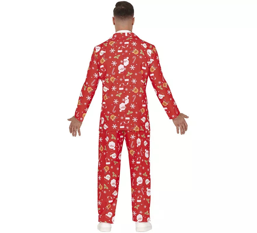 Translation missing: pt-PT.Traje Divertido de Papá Noel rojo con corbata para hombre