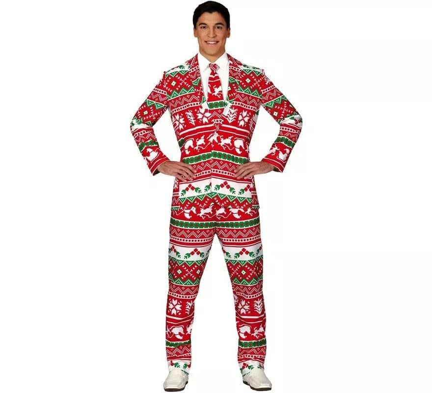 Translation missing: pt-PT.Traje Divertido Navideño Rojo para hombre