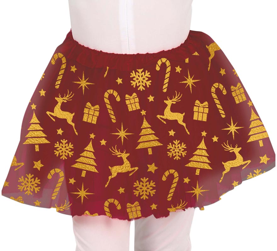 Tutú Navideño granate infantil de 30 cm