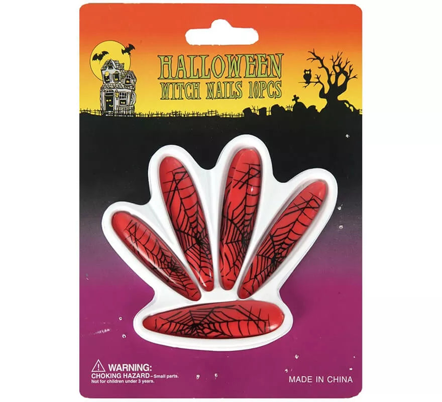 Translation missing: pt-PT.Uñas de Bruja rojas con telarañas