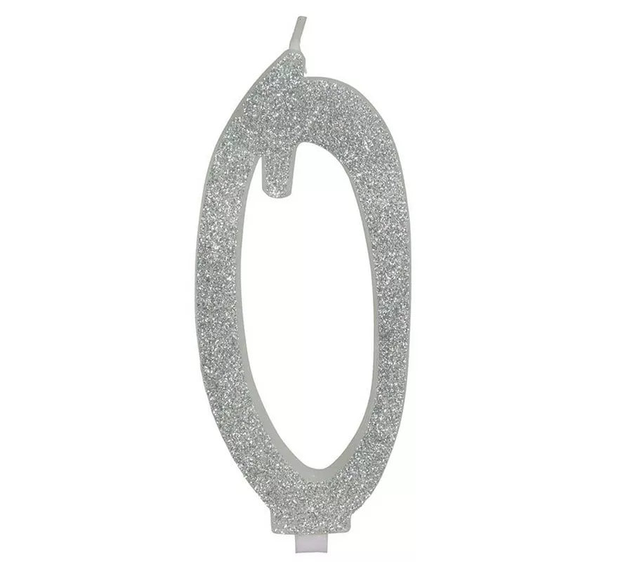 Translation missing: pt-PT.Vela Escarchada Plata Número 0, de 12.5 cm