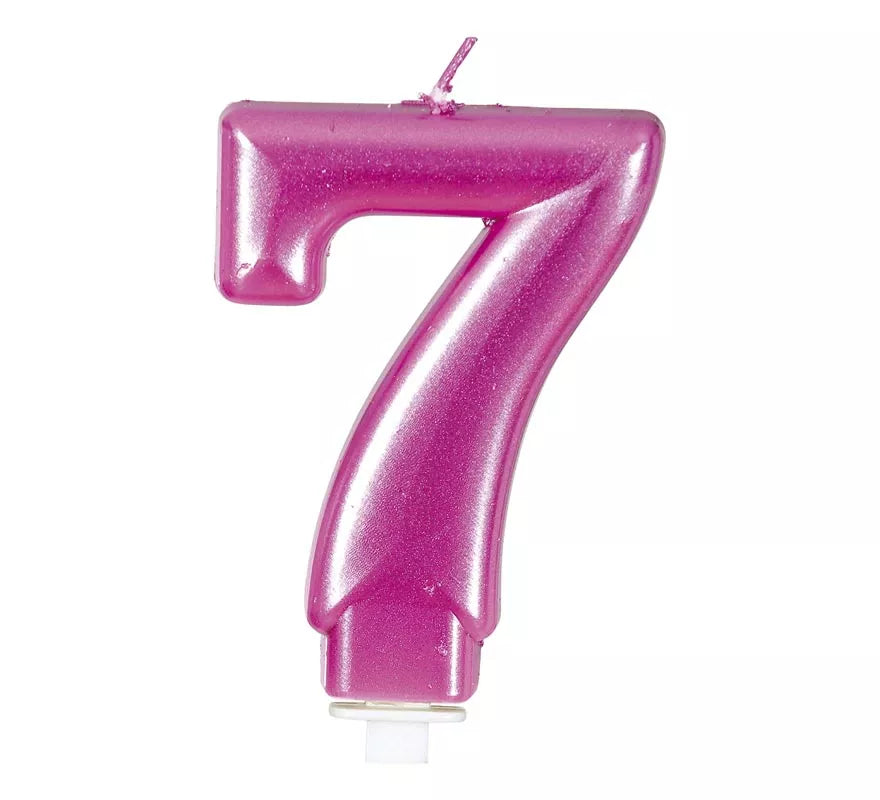 Translation missing: pt-PT.Vela Metalizada Rosa Nº 7, de 8 cm
