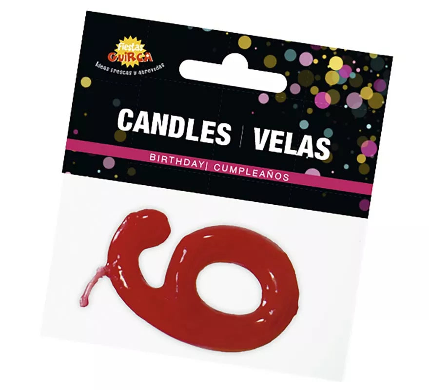 Translation missing: pt-PT.Vela roja con el número 6 para cumpleaños