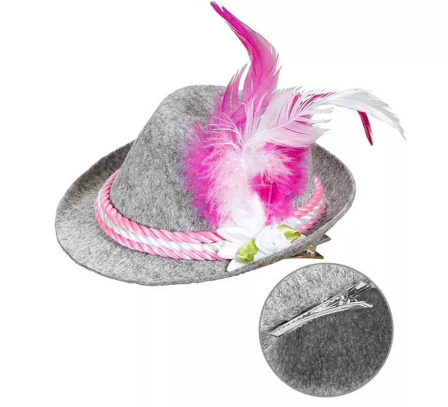 Translation missing: pt-PT.Mini Sombrero de Bávara Oktoberfest con Flor y Plumas