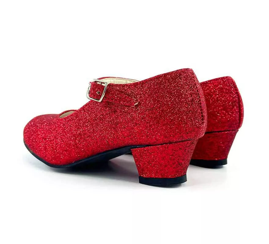 Translation missing: pt-PT.Zapato Sevillana con tacón Rojo Purpurina en números del 22 al 41