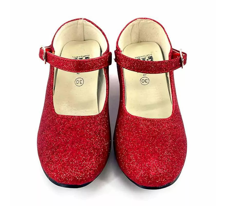 Translation missing: pt-PT.Zapato Sevillana con tacón Rojo Purpurina en números del 22 al 41