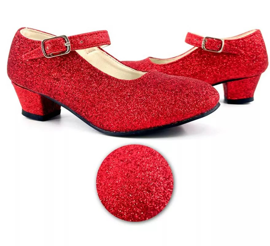 Translation missing: pt-PT.Zapato Sevillana con tacón Rojo Purpurina en números del 22 al 41