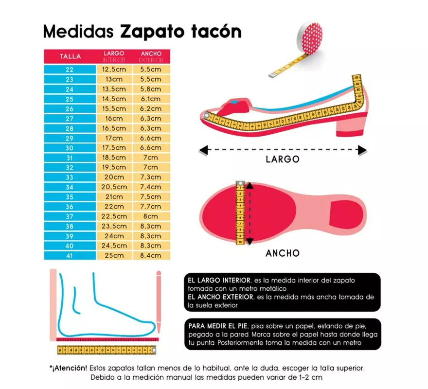 Translation missing: pt-PT.Zapato Sevillana de tacón Fucsia con lunares Blancos números del 22 al 41